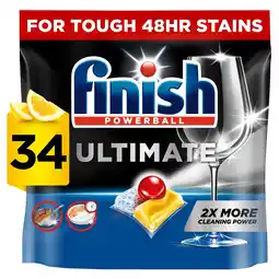 Tesco Finish Ultimate All In One 34 Dishwasher tablets Lemon 438.6g offer