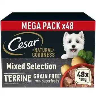 Tesco 48 x 100g Cesar Natural Goodness Grain Free Adult Dog Food Trays Mixed Terrine offer