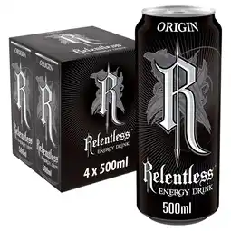 Tesco Relentless Origin Energy Drink 4x500ml offer