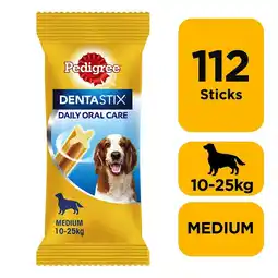 Tesco 112 Pedigree Daily Dentastix Dental Sticks Dog Treats Medium Dog Chews offer