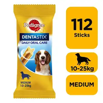 Tesco 112 Pedigree Daily Dentastix Dental Sticks Dog Treats Medium Dog Chews offer