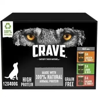 Tesco 12 x 400g Crave Adult Complete Wet Dog Food Can Mixed in Pate offer