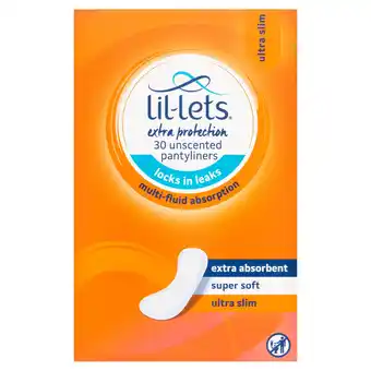 Tesco Lil-Lets Extra Protection 30 Unscented Pantyliners offer