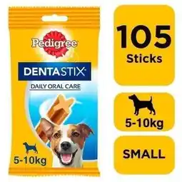 Tesco 105 Pedigree Dentastix Daily Dental Sticks Dog Treats Small Dog Chews offer