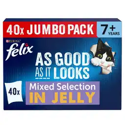 Tesco Felix As Good As It Looks Senior 7+ Mixed in Jelly Wet Cat Food 40x85g offer