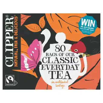 Tesco Clipper Classic Everyday Tea Bags 80Pk 232G offer