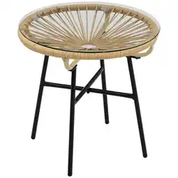 Tesco Outsunny Rattan Side Table with Round PE Rattan and Tempered Glass Table offer