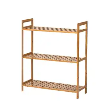 Tesco Living and Home 3 Tier Bamboo Wood Storage Shelf Rack- 68cm W x 25cm D x 71cm H offer