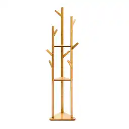 Tesco Living and Home Wooden Coat Rack Stand with 3 Shelves- Natural offer