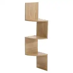 Tesco Living and Home 3 Tier Wooden Floating Corner Wall Shelf- Brown offer