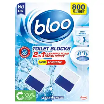 Tesco Bloo 2in1 Toilet Blocks Hygiene Fresh Scent, 2 x 50g offer