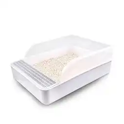 Tesco Living and Home Open Cat Litter Box Easy Cleaning - White & Grey offer