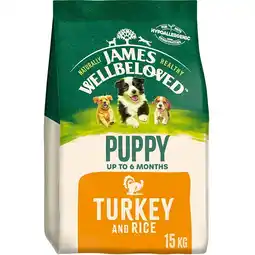 Tesco James Wellbeloved Puppy Dog Turkey & Rice Kibble 15kg offer