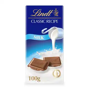 Tesco Lindt Classic Recipe Milk Chocolate Bar 100g offer