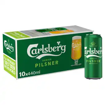 Tesco Carlsberg Pilsner Lager Beer Can 10x440ml offer