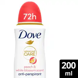 Tesco Dove Women Peach & White Blossom 72h Advanced Care Antiperspirant Deodorant 200ml offer