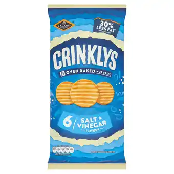 Tesco Jacob’s Crinklys Salt & Vinegar 30% Less Fat Multipack Snacks 6x23g offer