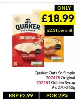 Musgrave MarketPlace Quaker Oats So Simple offer