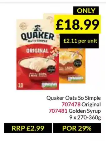 Musgrave MarketPlace Quaker Oats So Simple offer