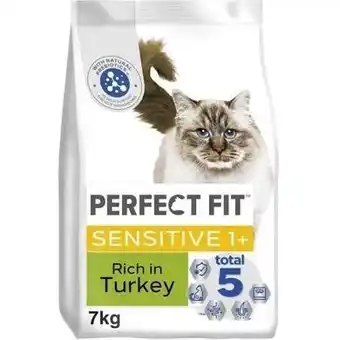 Tesco 7kg Perfect Fit Advanced Nutrition Sensitive Adult Complete Dry Cat Food Turkey offer