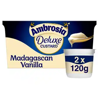 Tesco Ambrosia Deluxe Custard Madagascan Vanilla Pots 2X120g offer