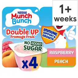 Tesco Munch Bunch Double Up Fromage Frais No Added Sugar Raspberry And Peach 4X85G offer