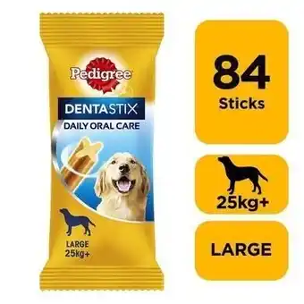 Tesco 84 Pedigree Dentastix Daily Adult Large Dog Treats 84 Dental Sticks Dog Chews offer