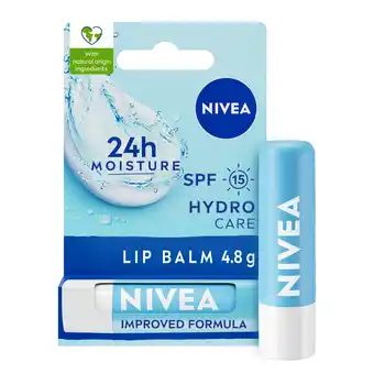 Tesco NIVEA Hydro Care Lip Balm SPF15, 4.8g offer