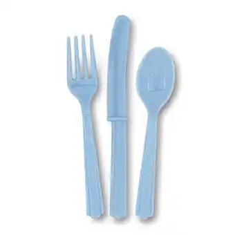 Tesco Baby Blue Plastic Reusable Assorted Cutlery Set - Pack of 18 offer