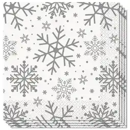 Tesco Silver And Gold Snowflakes Christmas Luncheon Napkins 33cm 2Ply - Pack of 16 offer