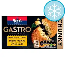 Tesco Youngs Gastro 2 Smoked Haddock Chunky Fish Cakes 270G offer