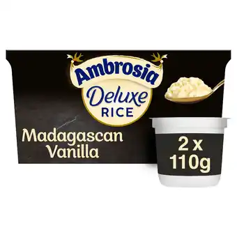 Tesco Ambrosia Deluxe Rice Pudding Madagascan Vanilla Pots 2X110g offer