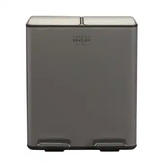 Tesco Charles Bentley 30L Double Compartment Grey Kitchen Bin Rubbish Waste Pedal Bin offer