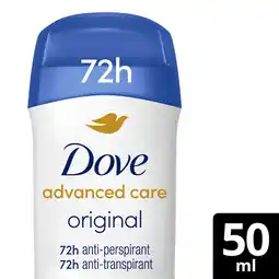 Tesco Dove Women Advanced Antiperspirant Deodorant Stick Original 50ml offer