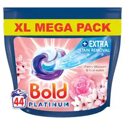 Tesco Bold Platinum Washing Pods Cherry Blossom & Rose Water 44 Washes 1051.6g offer