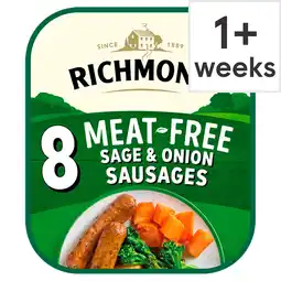 Tesco Richmond 8 Meat Free Sage & Onion Flavour Sausages 304G offer