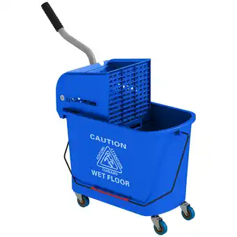 Tesco HOMCOM 20L Mop Bucket with Wringer Handle on Wheels for Floor Cleaning offer