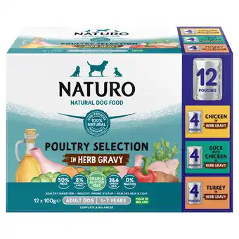 Tesco Naturo Adult Dog Grain & Gluten Free Poultry Selection in Herb Gravy 12 x 100g offer