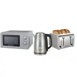 Tesco Hamilton Beach Rise Kitchen Bundle, Brushed Stainless Steel Kettle, Toaster & Microwave offer