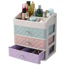 Tesco Living and Home Multi-colour Plastic Makeup Organizer with 3 Drawers offer