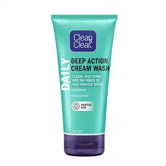 Tesco Clean & Clear Deep Action Cream Face Wash and Cleanser 150ml offer