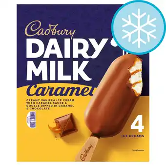 Tesco Cadbury Dairy Milk Caramel Ice Cream Sticks 4x90ML offer