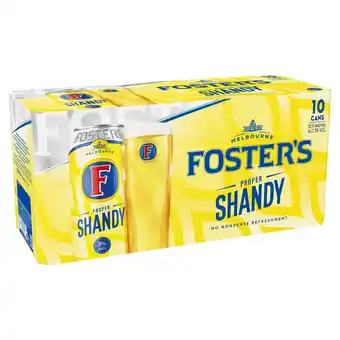 Tesco Fosters Proper Shandy Lager Beer 10x440ml offer