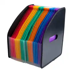 Tesco A4 Portrait Desk Expander Black Cover with 23 Assorted Coloured Pockets offer