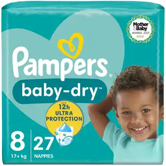 Tesco Pampers Baby Dry Taped Size 8 Essential Pack 27 Nappies offer