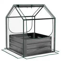 Tesco Outsunny Raised Garden Bed Planter Box with Greenhouse, Clear offer