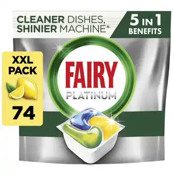 Tesco Fairy Platinum All In One 74 Lemon Dishwasher Tablets 1103G offer