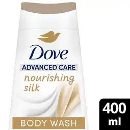 Tesco Dove Nourishing Silk 24hr Moisturisation Advanced Care Body Wash Shower Gel 400ml offer