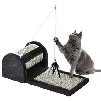 Tesco PawHut Cat Scratcher Sisal Scratching Pad Mat Kitten Toy with Roller offer