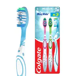 Tesco Colgate Max White Medium Toothbrush 3 Pack offer